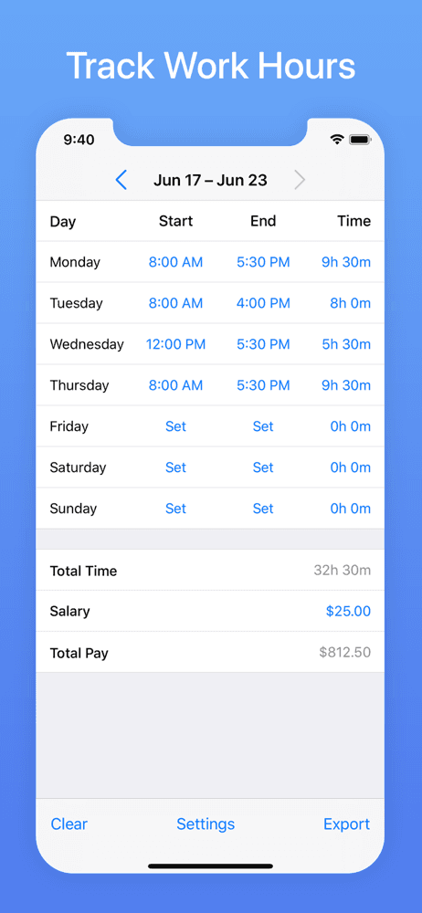 Hours Tracker: Time Calculator screenshot 1