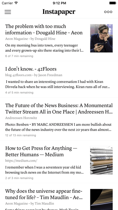 Instapaper screenshot 1