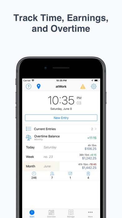 atWork Hours & Pay Tracker screenshot 1