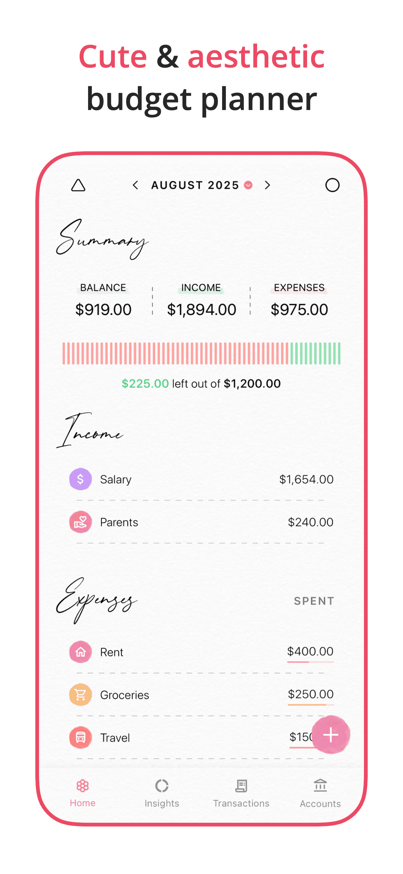 Budget Planner App - Fleur screenshot 1