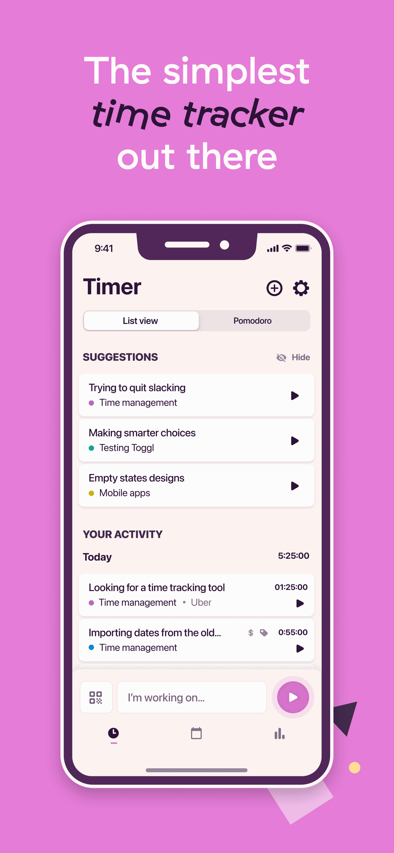 Toggl Track: Hours & Time Log screenshot 2