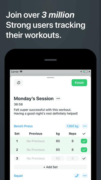 Strong Workout Tracker Gym Log screenshot 1