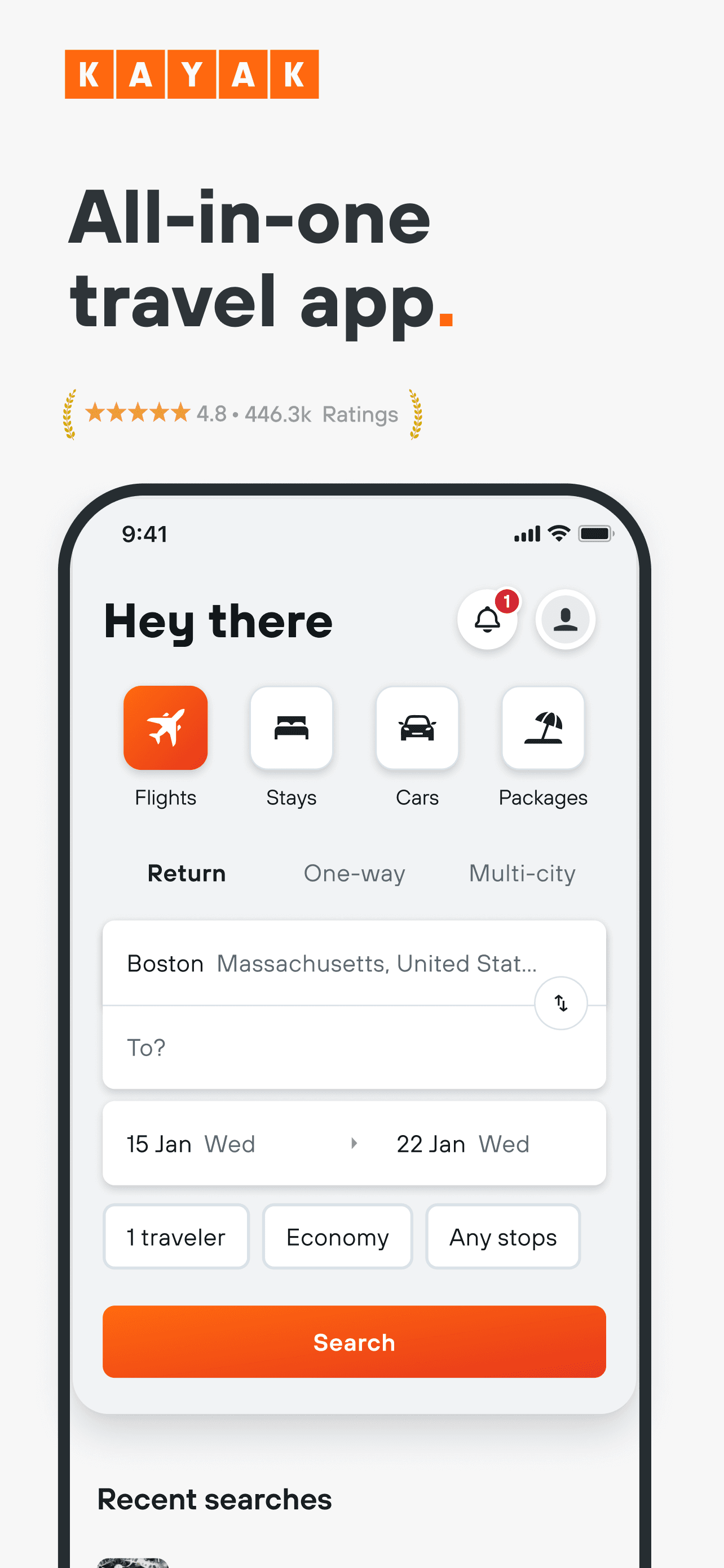 KAYAK: Flights, Hotels & Cars screenshot 1