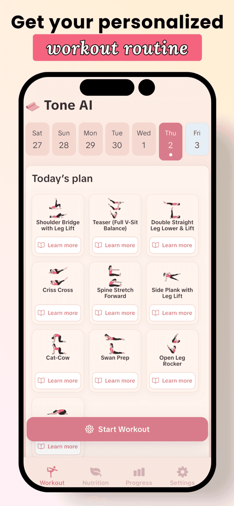 Tone AI: Pilates, Yoga at Home screenshot 2